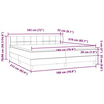 Boxspringbett mit Matratzen Dunkelgrau 180x210 cm Samt