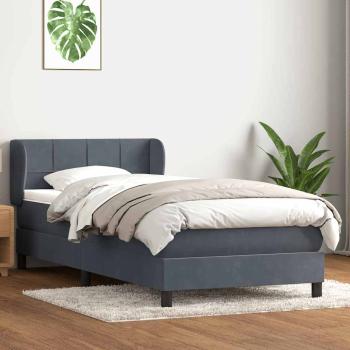 ARDEBO.de - Boxspringbett mit Matratze Dunkelgrau 80x220 cm Samt