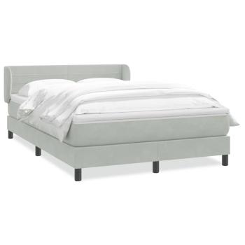 Boxspringbett mit Matratze Hellgrau 140x210 cm Samt