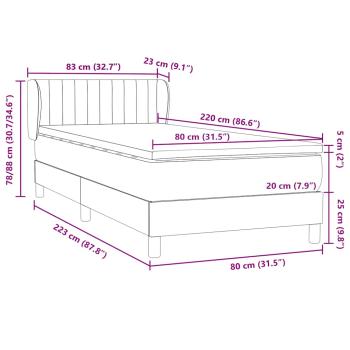 Boxspringbett mit Matratze Dunkelgrau 80x220 cm Samt