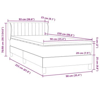 Boxspringbett mit Matratze Schwarz 90x220 cm Samt