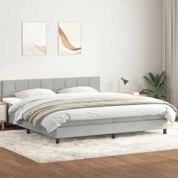 ARDEBO.de - Boxspringbett mit Matratze Hellgrau 180x220 cm Samt
