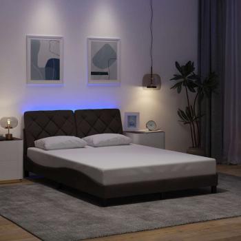 ARDEBO.de - Bettgestell mit LED ohne Matratze Dunkelbraun 120x200 cm Stoff