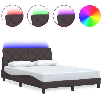 Bettgestell mit LED ohne Matratze Dunkelbraun 120x200 cm Stoff