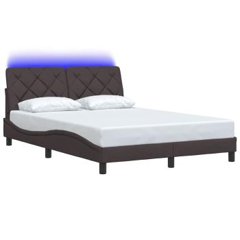 Bettgestell mit LED ohne Matratze Dunkelbraun 120x200 cm Stoff