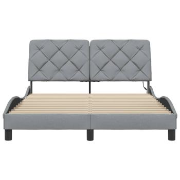 Bettgestell mit LED ohne Matratze Hellgrau 120x200 cm Stoff