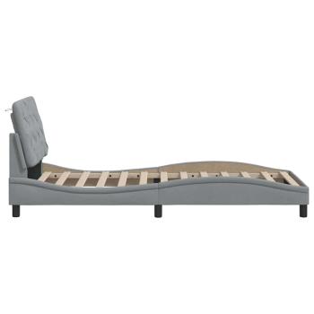 Bettgestell mit LED ohne Matratze Hellgrau 90x190 cm Stoff