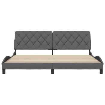 Bettgestell ohne Matratze Dunkelgrau 200x200 cm Stoff