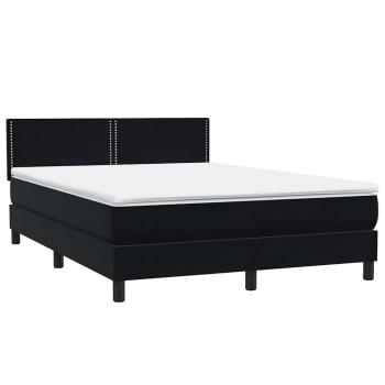 Boxspringbett mit Matratze Schwarz 140x210 cm Samt