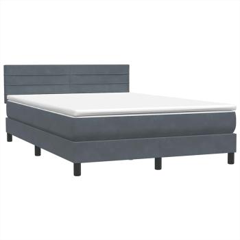 Boxspringbett mit Matratze Dunkelgrau 140x210 cm Samt