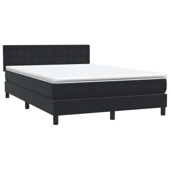 Boxspringbett mit Matratze Schwarz 140x210 cm Samt