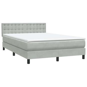 Boxspringbett mit Matratze Hellgrau 140x210 cm Samt