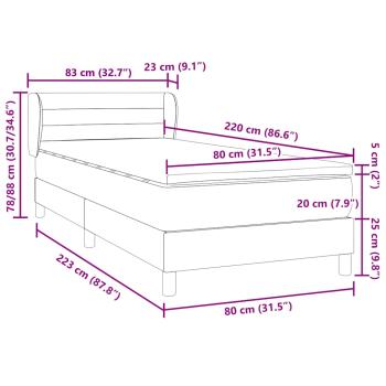 Boxspringbett mit Matratze Schwarz 80x220 cm Samt
