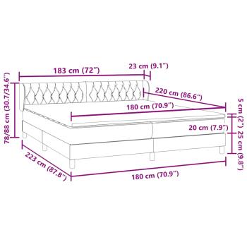 Boxspringbett mit Matratzen Dunkelgrau 180x220 cm Samt