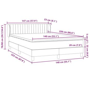 Boxspringbett mit Matratze Dunkelgrau 140x220 cm Samt