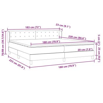 Boxspringbett mit Matratzen Dunkelgrau 180x220 cm Samt