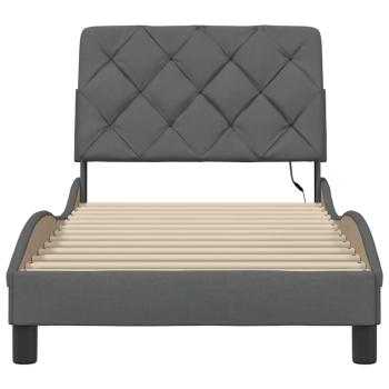 Bettgestell mit LED ohne Matratze Dunkelgrau 90x190 cm Stoff