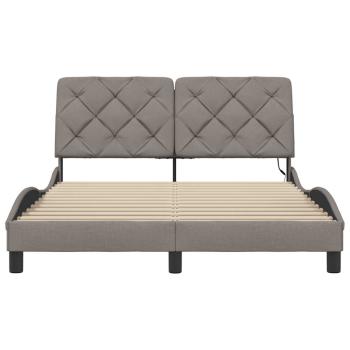 Bettgestell mit LED ohne Matratze Taupe 120x200 cm Stoff