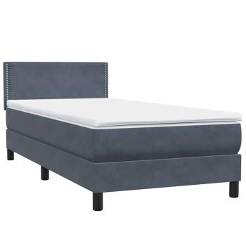 Boxspringbett mit Matratze Dunkelgrau 90x210 cm Samt