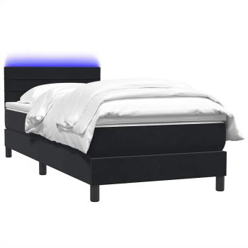 Boxspringbett mit Matratze Schwarz 90x220 cm Samt