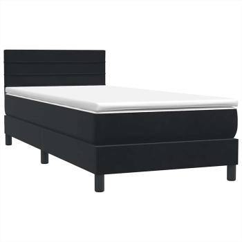 Boxspringbett mit Matratze Schwarz 90x220 cm Samt
