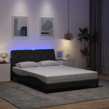 ARDEBO.de - Bettgestell mit LED ohne Matratze Dunkelgrau 120x200 cm Stoff