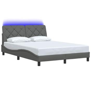 Bettgestell mit LED ohne Matratze Dunkelgrau 120x200 cm Stoff