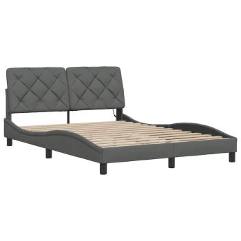 Bettgestell mit LED ohne Matratze Dunkelgrau 120x200 cm Stoff