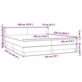 Boxspringbett mit Matratze Dunkelgrau 180x220 cm Samt