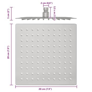 Regenbrause Edelstahl 304 20x20 cm Quadrat