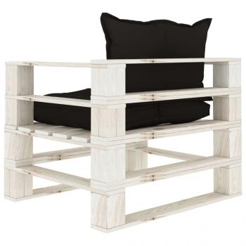 Garten-Palettensofa mit Kissen in Schwarz Holz