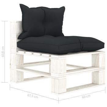 Garten-Paletten-Mittelsofa mit Kissen in Anthrazit Holz