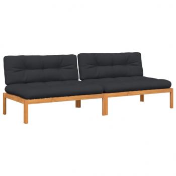 ARDEBO.de - Garten-Mittelsofas aus Paletten mit Kissen 2 Stk. Akazienholz