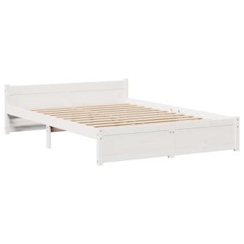 Bettgestell mit Kopfteil ohne Matratze Weiß 135x190 cm