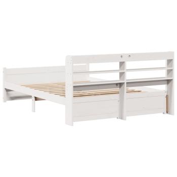 Bettgestell mit Kopfteil ohne Matratze Weiß 135x190 cm