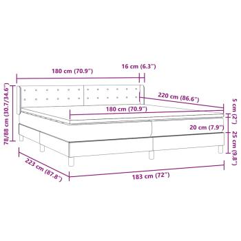 Boxspringbett mit Matratze Hellgrau 180x220 cm Samt