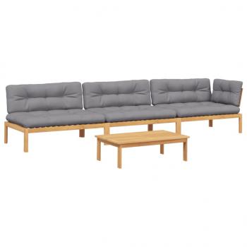 ARDEBO.de - 4-tlg. Garten-Sofagarnitur aus Paletten mit Kissen Akazienholz