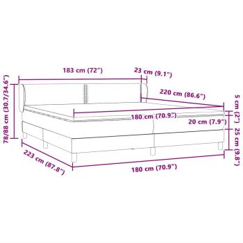 Boxspringbett mit Matratzen Dunkelgrau 180x220 cm Samt