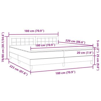 ARDEBO.de - Boxspringbett mit Matratze Hellgrau 180x220 cm Samt