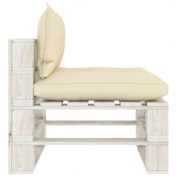 Garten-Paletten-Mittelsofa mit Kissen in Creme Holz