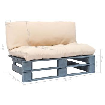 Outdoor-Sofa Paletten mit Kissen in Sandfarben Kiefernholz