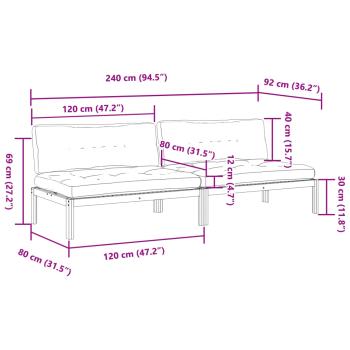 ARDEBO.de - Garten-Mittelsofas aus Paletten mit Kissen 2 Stk. Akazienholz