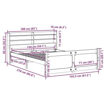 Bettgestell mit Kopfteil ohne Matratze Weiß 150x200 cm