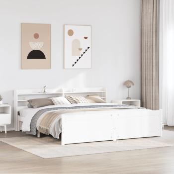 ARDEBO.de - Bettgestell mit Kopfteil ohne Matratze Weiß 200x200 cm