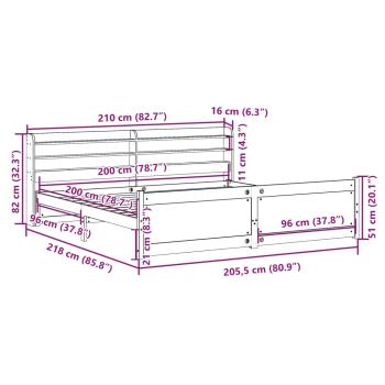 Bettgestell mit Kopfteil ohne Matratze Weiß 200x200 cm