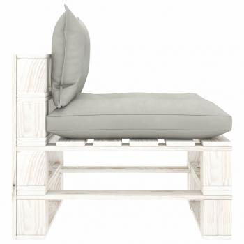 Garten-Paletten-Mittelsofa mit Kissen in Taupe Holz