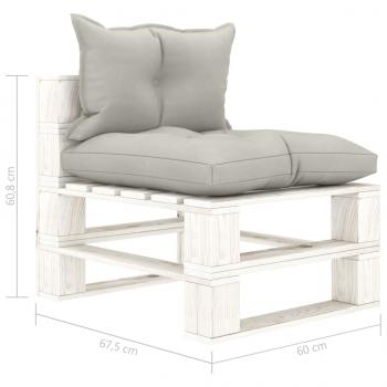 Garten-Paletten-Mittelsofa mit Kissen in Taupe Holz
