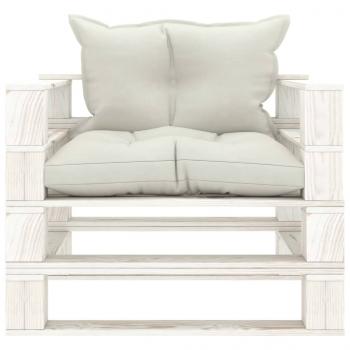 Garten-Palettensofa mit Kissen in Beige Holz
