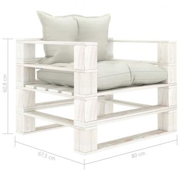 Garten-Palettensofa mit Kissen in Beige Holz
