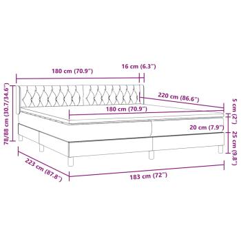 Boxspringbett mit Matratze Dunkelblau 180x220 cm Samt